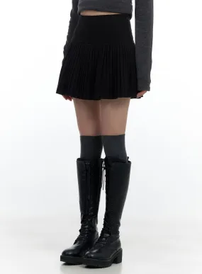 Side Zip-up Pleated Mini Skirt CS420