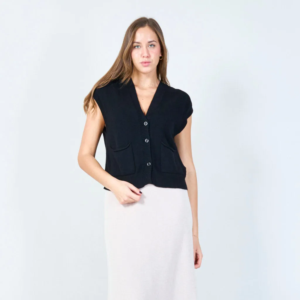 Sleeveless button-up cardigan vest wholesale