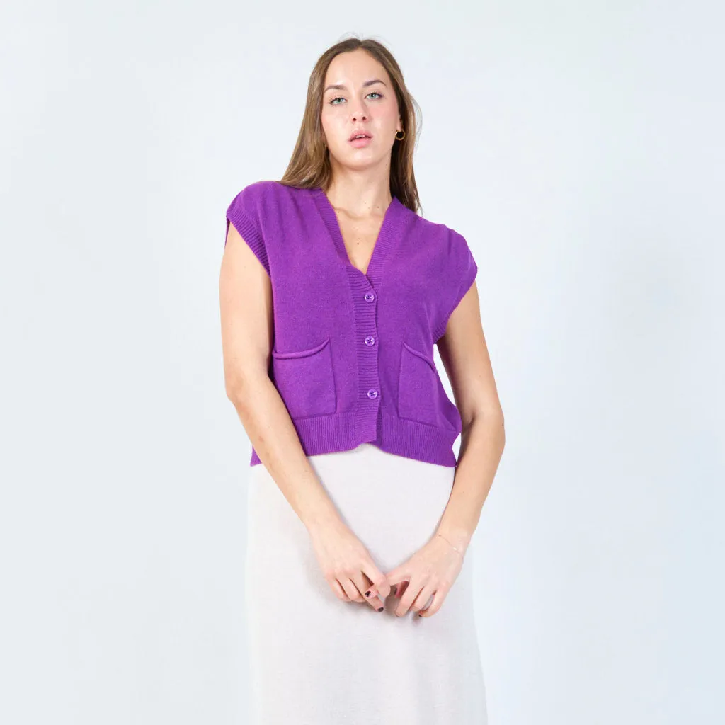 Sleeveless button-up cardigan vest wholesale