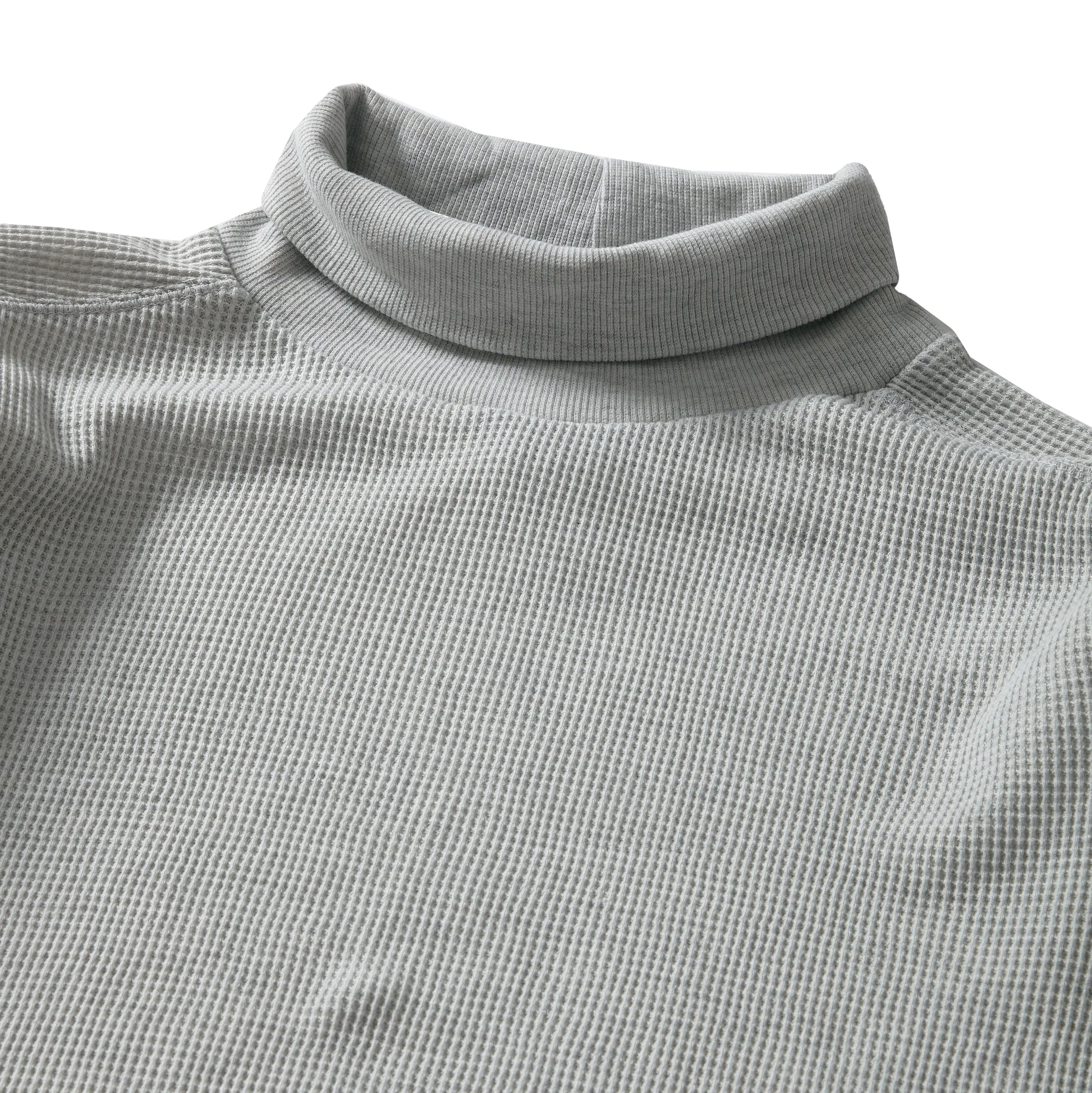 Spencer Waffle Turtleneck - Glacier Gray