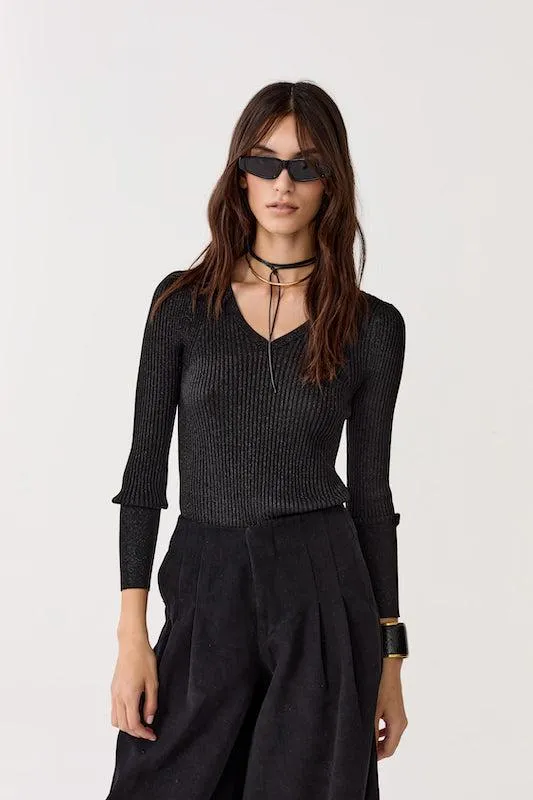 St. Moritz Lurex Knitted Top - Black