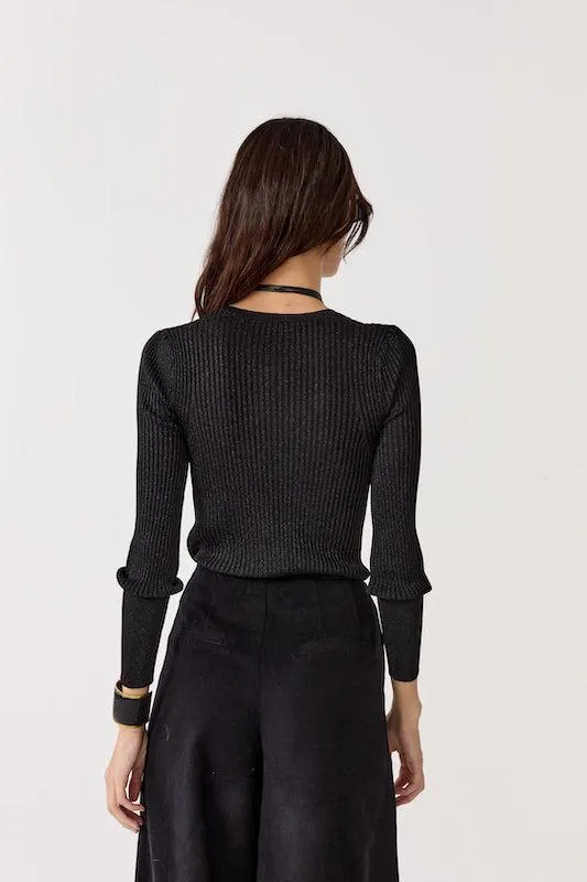 St. Moritz Lurex Knitted Top - Black