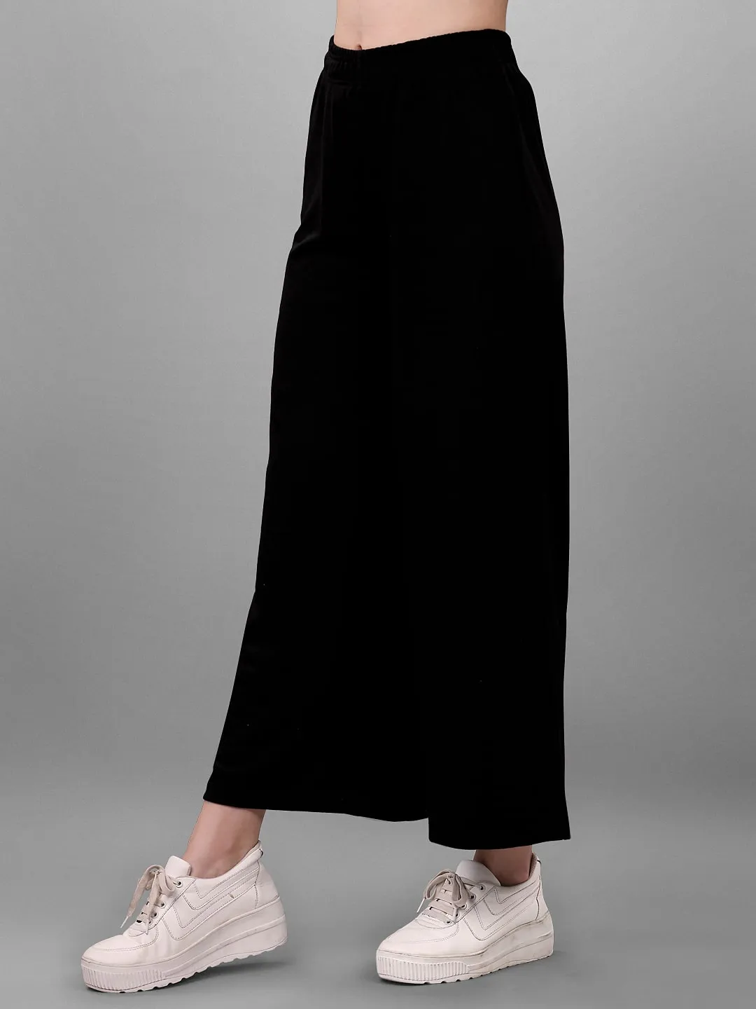 SXV Solid Black Pull-On Plazzo Pants