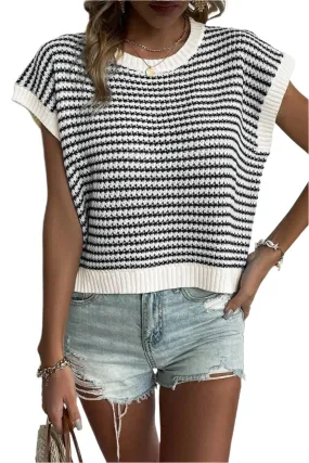 TEEK - Striped Round Neck Sweater Vest