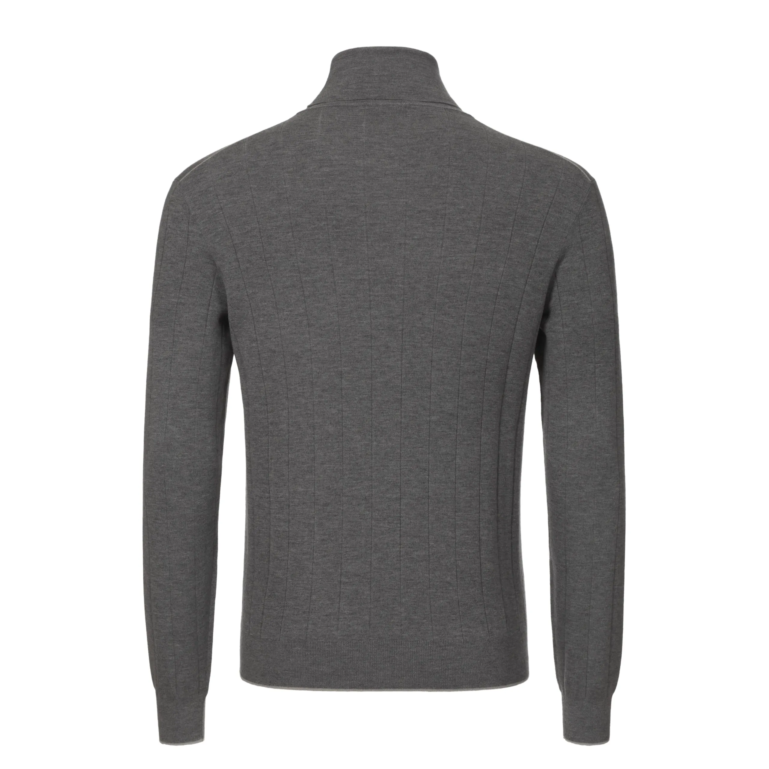 Turtleneck Ribbed Cashmere Sweater in Grey