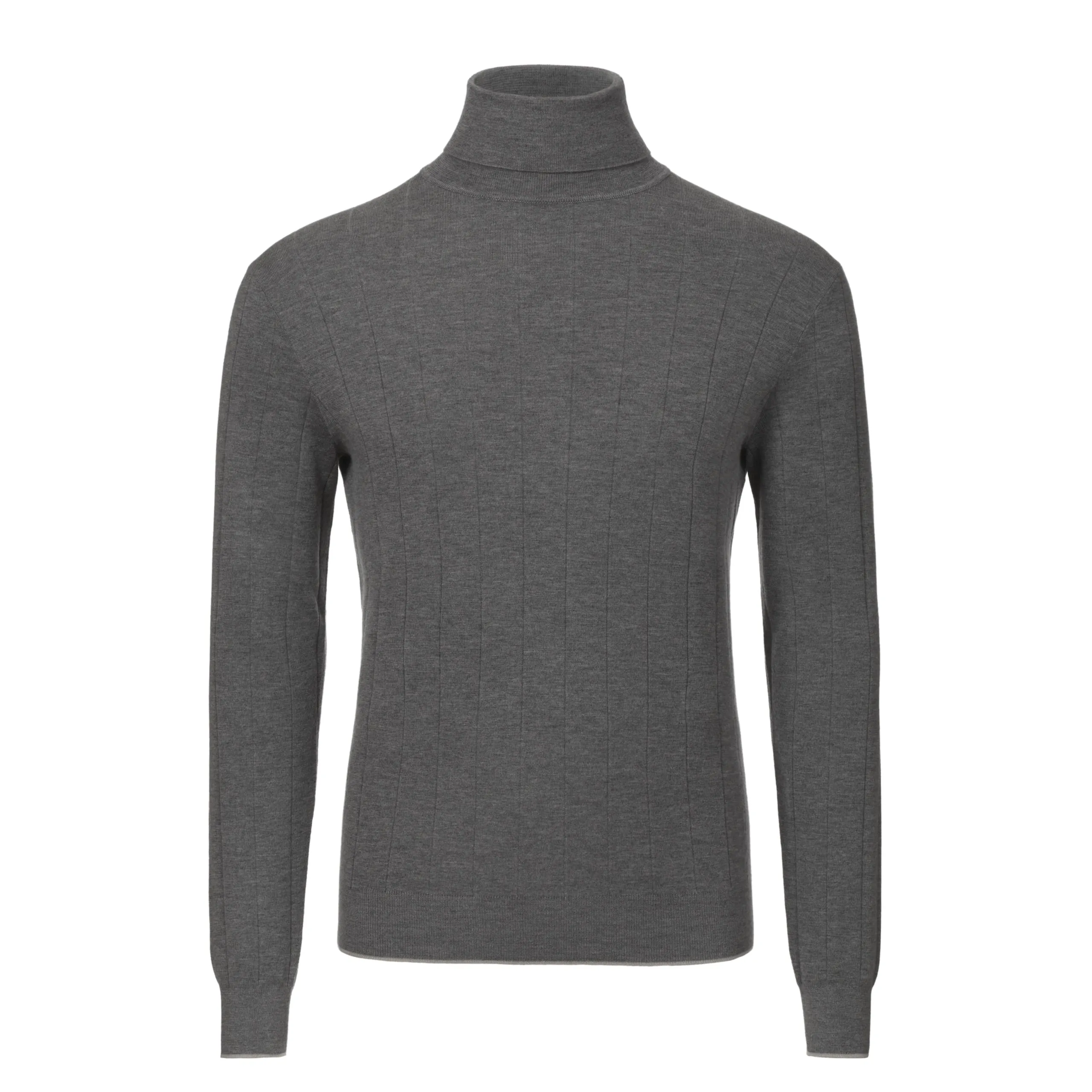 Turtleneck Ribbed Cashmere Sweater in Grey