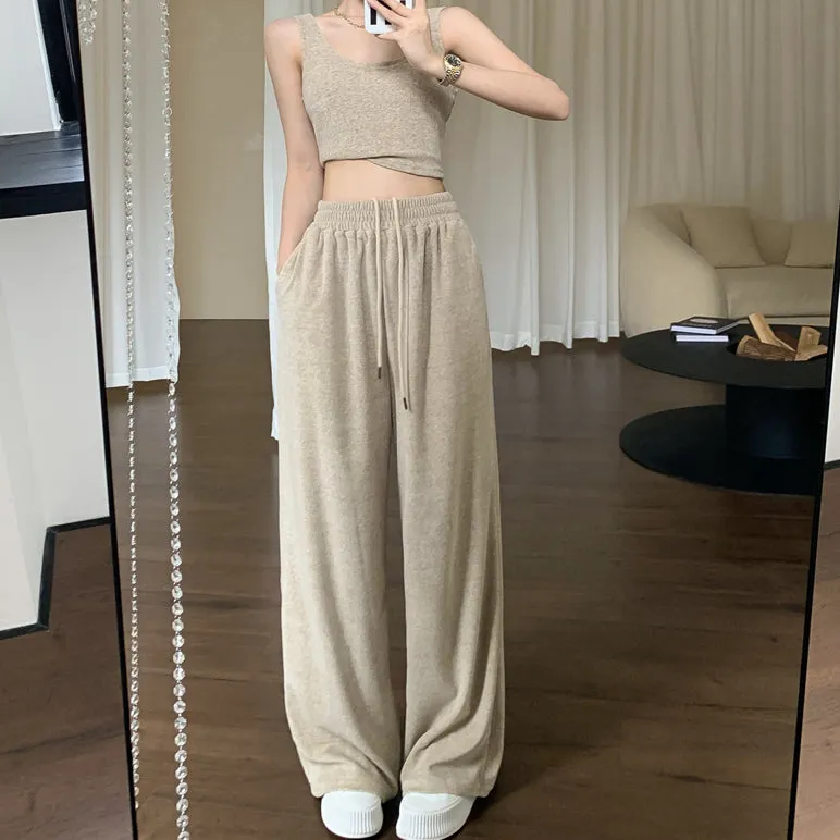 U-Neck Cropped Vest Wide-Leg Knitted Pants Set