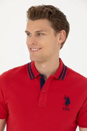 USPA Polo Shirt Men Red VR171 USPOM212 Single Color Horse US Polo Assn.