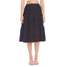 Vampire Art Dark Academia Dark Brown Tartan Women's Stitched Pleated Chiffon Skirt