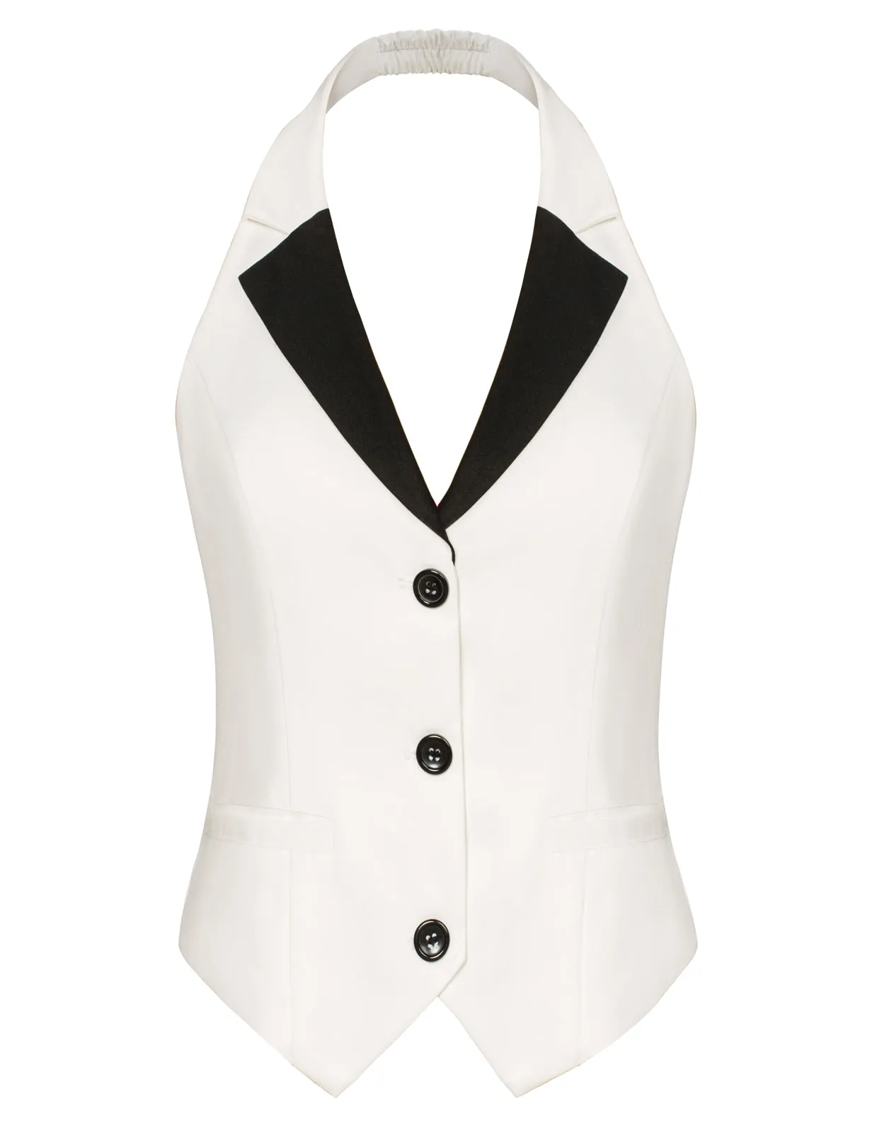 Waistcoat Vest Vintage Halter Lapel Button Down Suit Vest with Pockets