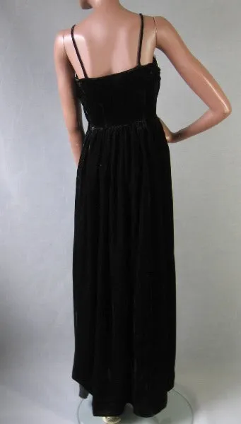 Women's 50s Dress  Vintage Velvet Party Shelf Bust Full Skirt Evening Gown Small VFG