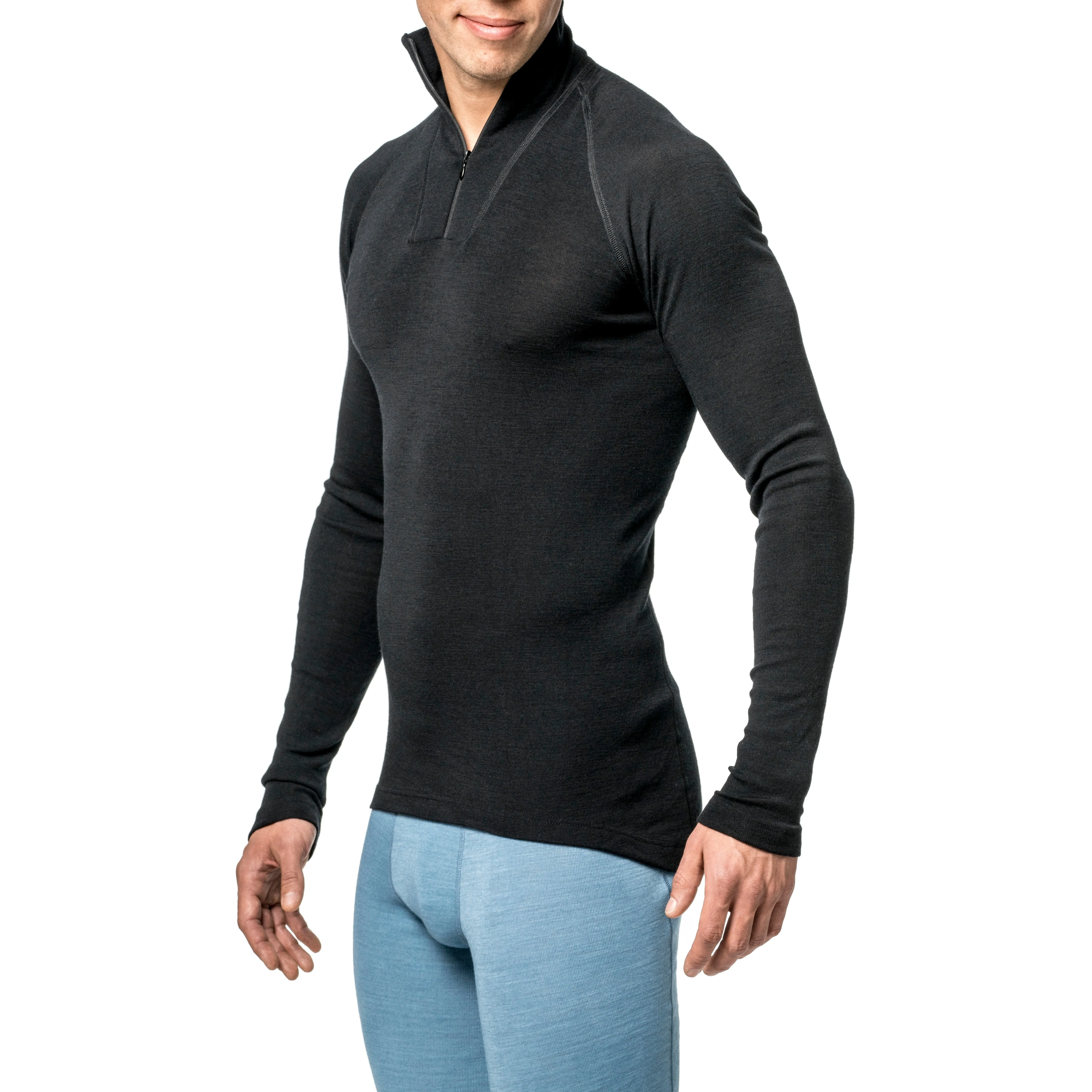 Woolpower Men&#x27;s Zip Turtleneck Lite  Black | Buy Woolpower Men&#x27;s Zip Turtleneck Lite  Black here | Outnorth