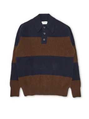 Wren Knitted Polo Shirt Paxton Navy/Brown